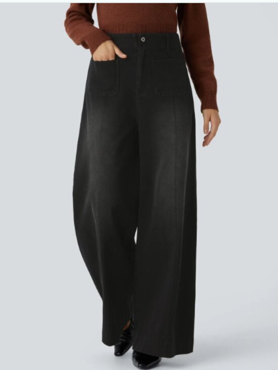 HALARA Denim - NWT Halara Flex High Waisted Washed Casual Wide Leg Jeans Black Size Medium